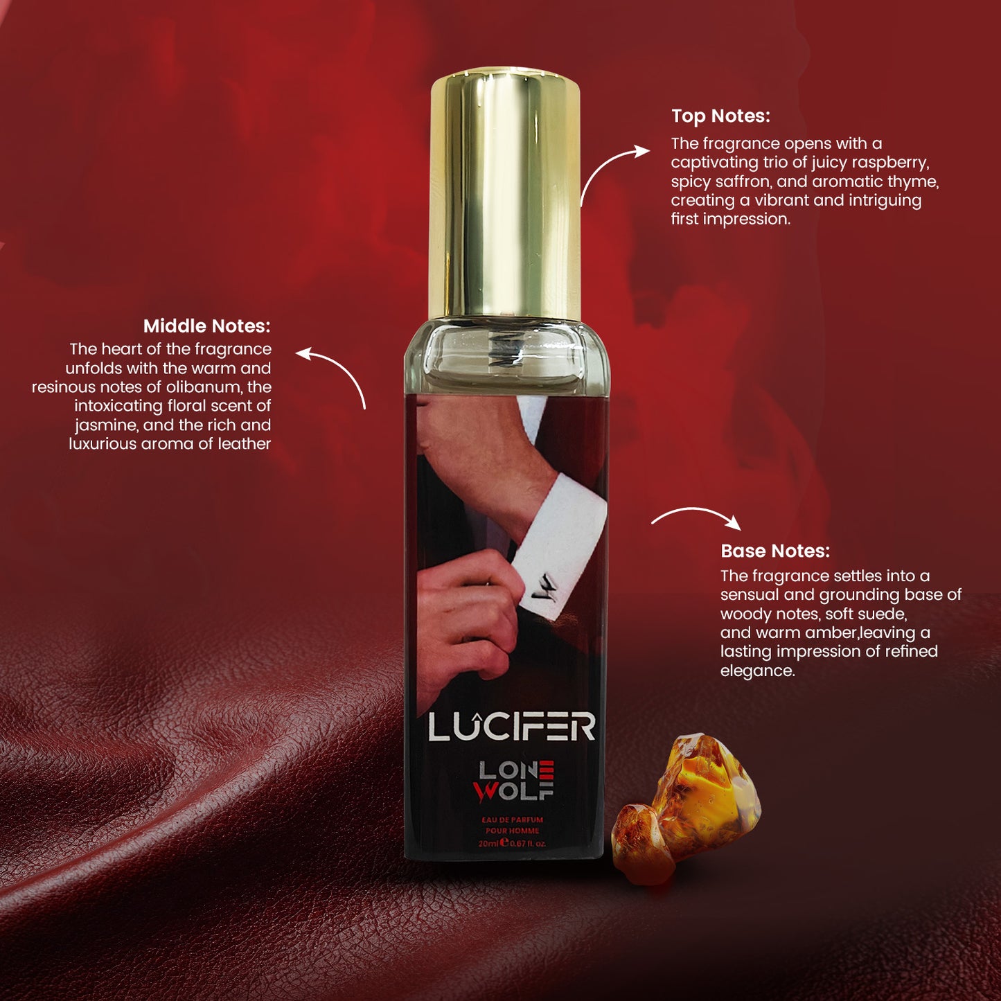 Lone Wolf - Pack of 4 Eau De Parfum 20ml each. Whitefang | Rebellion | Black | Lucifer (total 80ml)