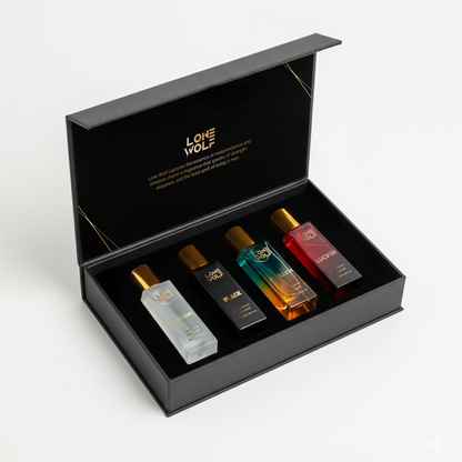 Lone Wolf - Pack of 4 Gift Box Eau De Parfum 20ml each. Whitefang | Rebellion | Black | Lucifer (total 80ml)