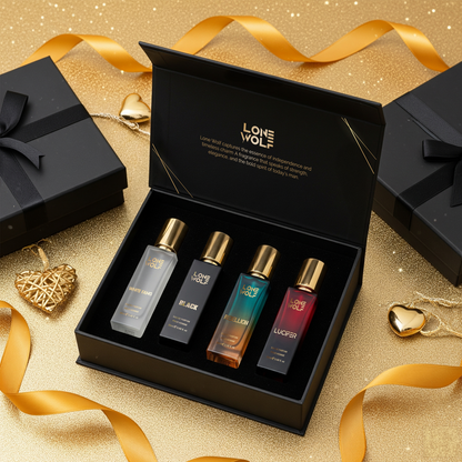 Lone Wolf - Pack of 4 Gift Box Eau De Parfum 20ml each. Whitefang | Rebellion | Black | Lucifer (total 80ml)