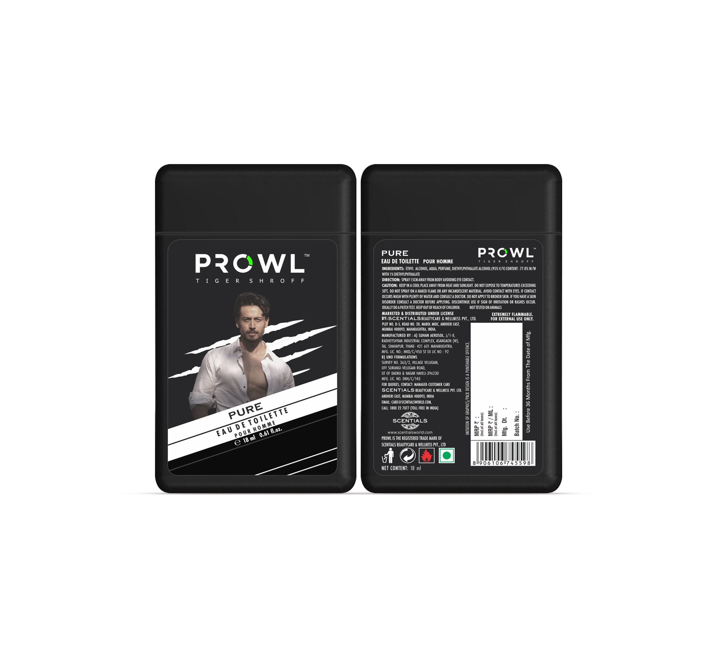 Prowl by Tiger Shroff, EDT Pocket spray - Pure- 18ml
